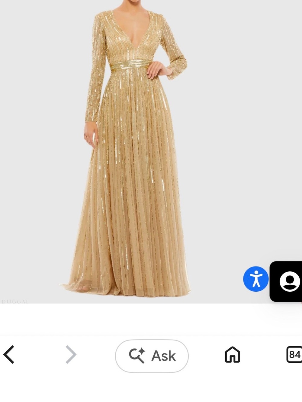 Mac Duggal Gold Sequin Deep V Maxi Gown